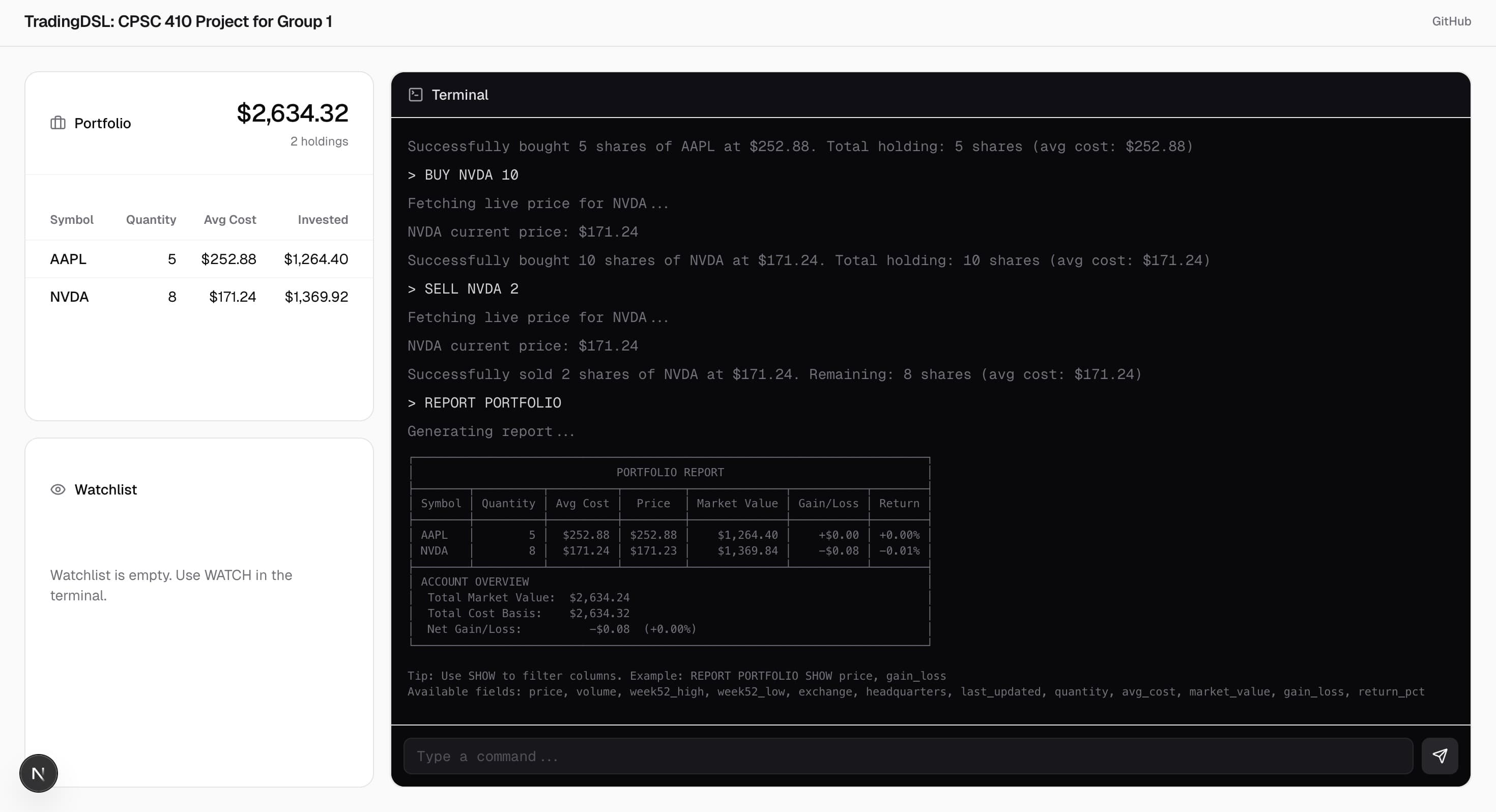 TradingDSL screenshot 1