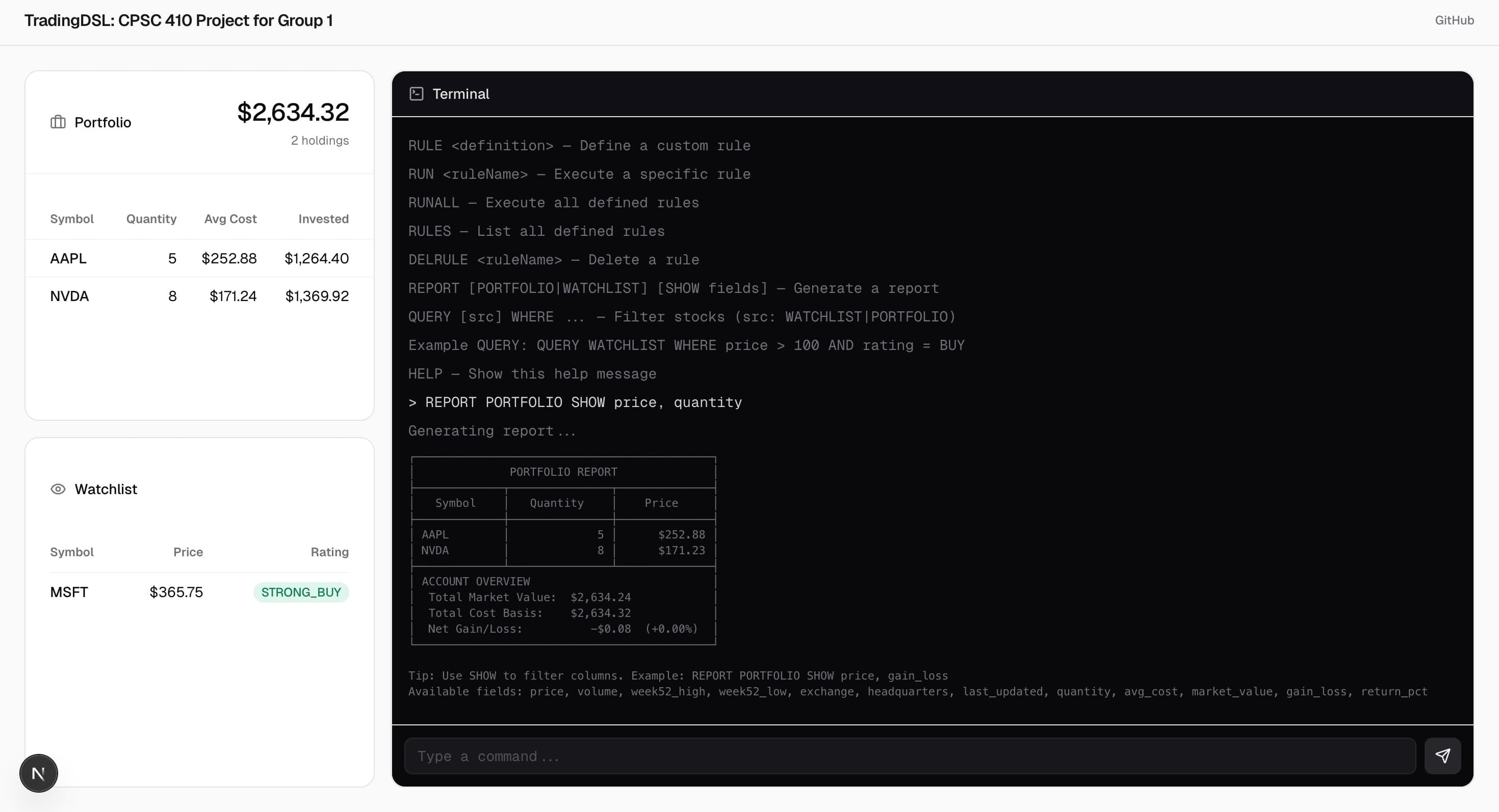 TradingDSL screenshot 2